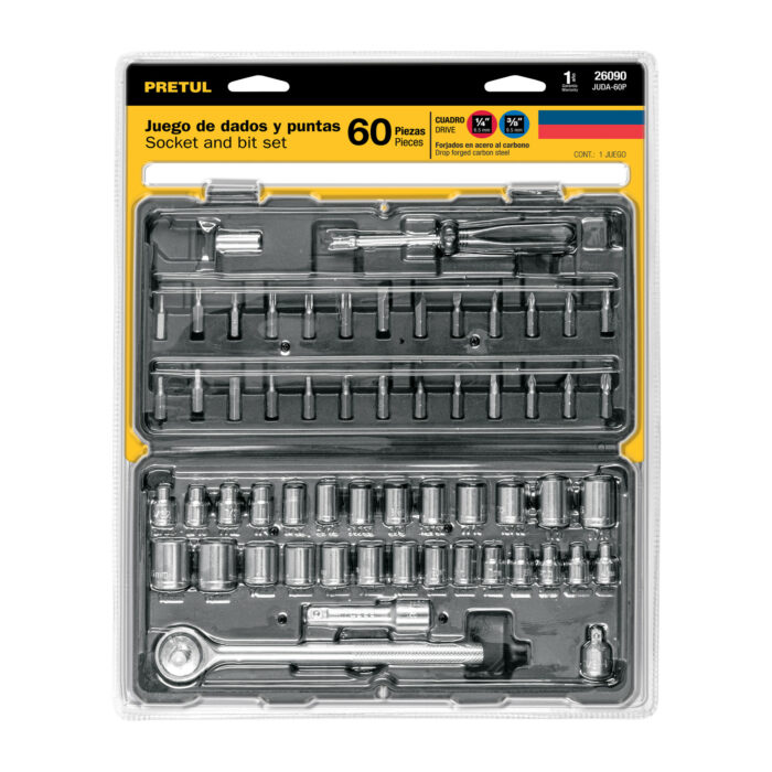 Juego de 60 herramientas 1/4" y 3/8" para mecánico, Pretul juego de 60 herramientas 1 4 y 3 8 para mecanico pretuljuda 60p 6f5
