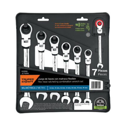 Juego de 7 llaves combinadas mm con matraca flexible