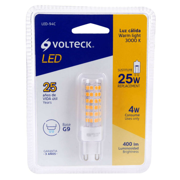 Lámpara de LED tipo cápsula 4 W base G9 luz cálida, blíster lampara de led tipo capsula 4 w base g9 luz calida blisterled 94c 013