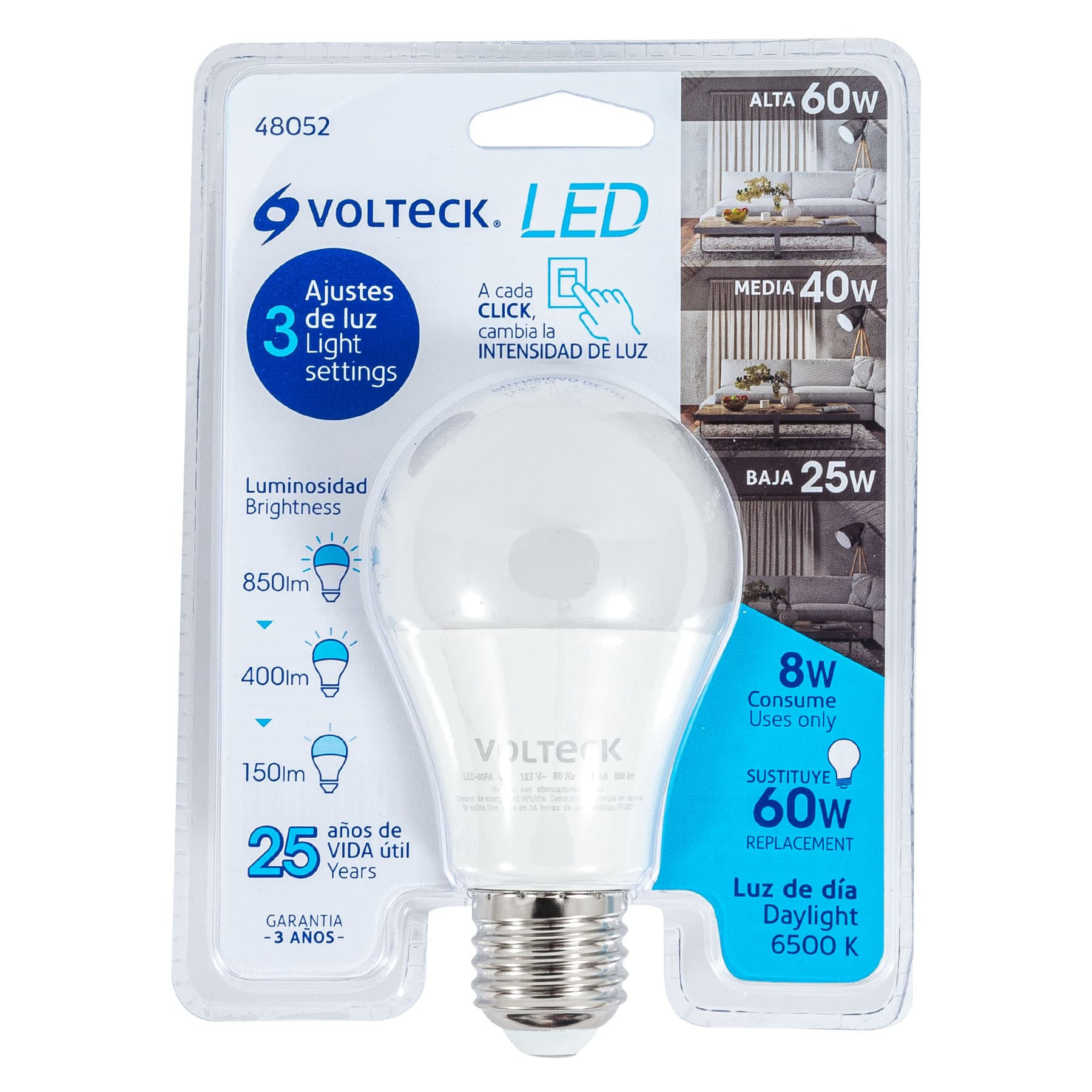 Lámpara LED tipo bulbo con 3 niveles de iluminación, blíster lampara led tipo bulbo con 3 niveles de iluminacion blisterled 60fa 82c