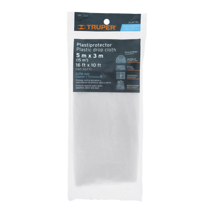 Plastiprotector 5 x 3 m, uso ligero, Truper plastiprotector 5 x 3 m uso ligero truperplap 15l 3ac