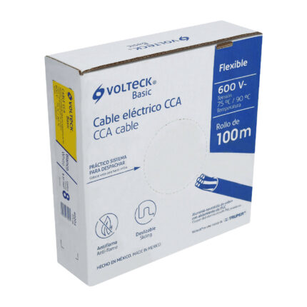 Rollo de 100 metros de cable THW CCA 8 AWG blanco