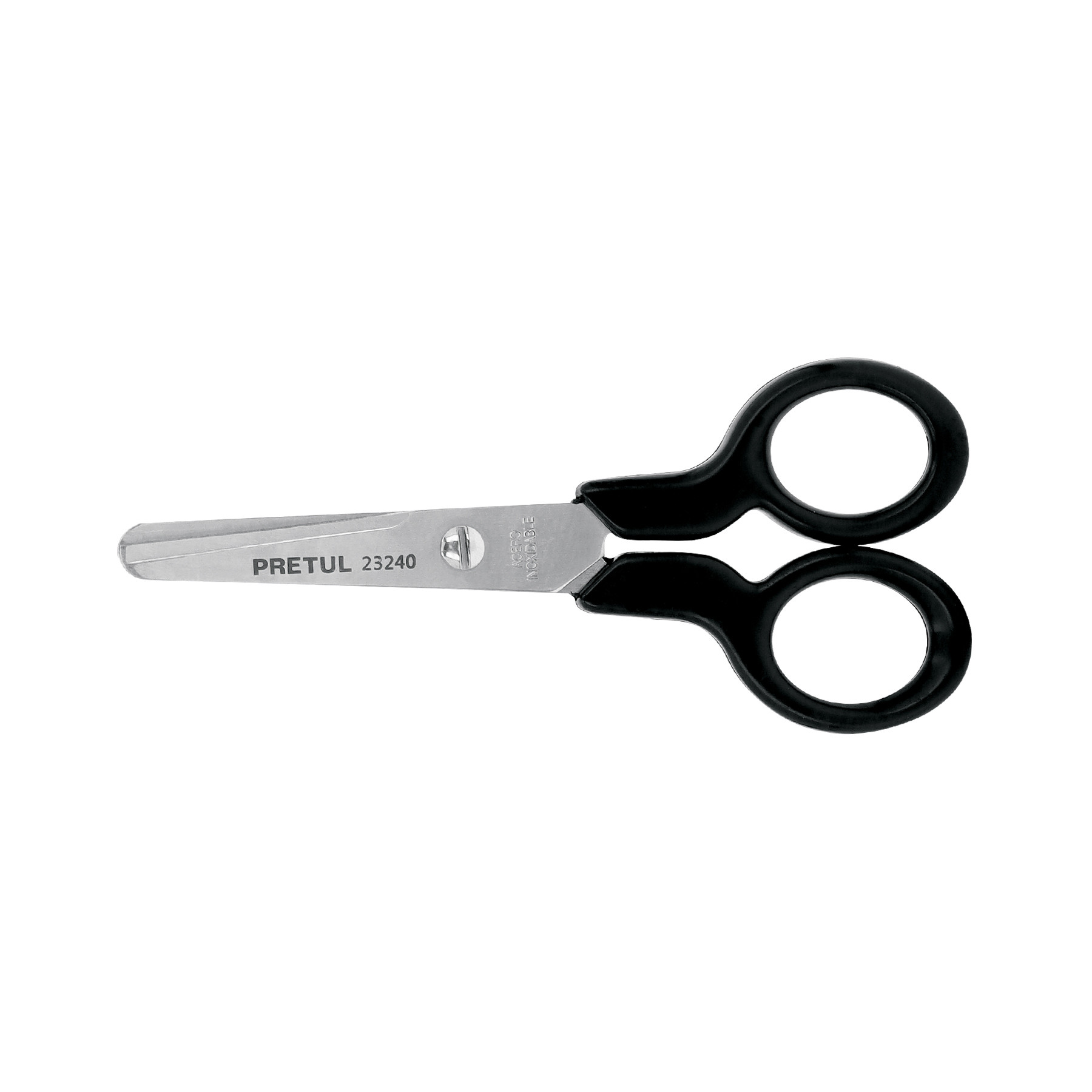 Tijera 4-1/2" de acero inoxidable punta roma escolar