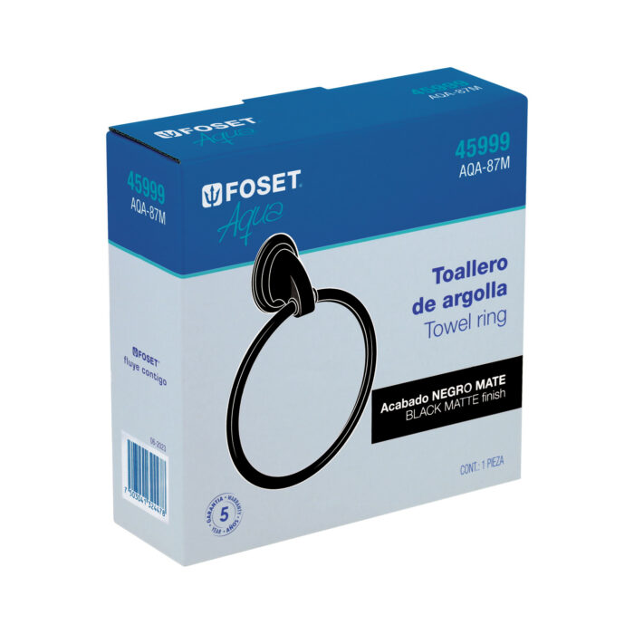 Toallero argolla metálico acabado negro, Foset Aqua toallero argolla metalico acabado negro foset aquaaqa 87m 303