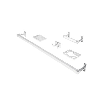 Juego de 5 accesorios para baño, metálicos, cromo, BASIC