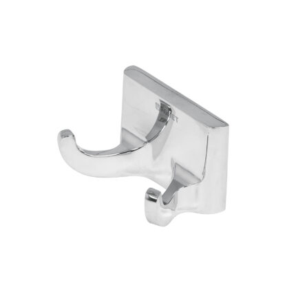 Gancho doble para toallas, metálico, cromo, BASIC