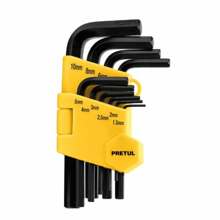 Juego 10 llaves allen mm punta hex con organizador, PRETUL