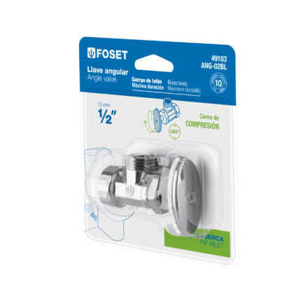 Llave angular 1/2" x 1/2" en blíster, Foset