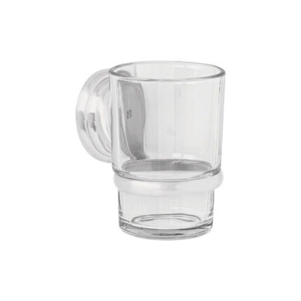 Portavaso cepillero satín con vaso de vidrio, Foset Aqua