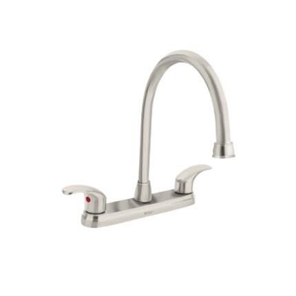 Mezcladora fregadero 8" satín, cuello largo, palanca, AQUA