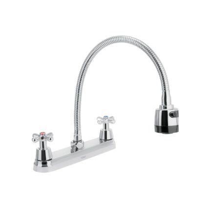 mezcladora fregadero 8″ cromo, cuello flexible, cruceta,aqua