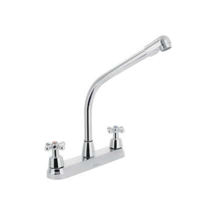 Mezcladora fregadero 8" cromo, cuello cobra, cruceta, AQUA