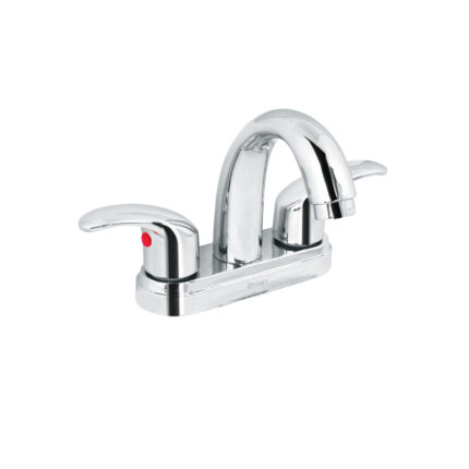 Mezcladora lavabo 4" cromo, nariz curva, palanca, AQUA