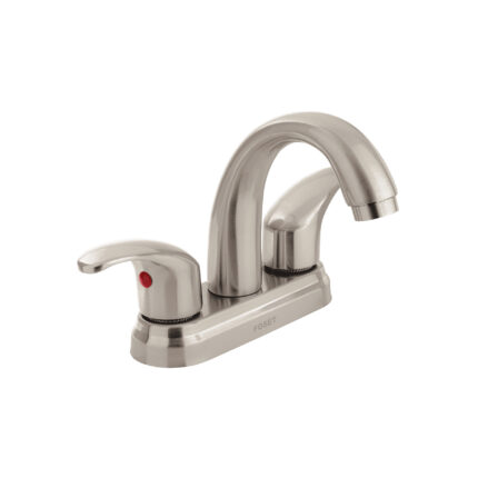 Mezcladora lavabo 4" satín, nariz curva, palanca, AQUA