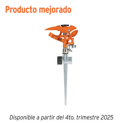 Aspersor metálico 14" dos vías, reforzado, estaca de escalón