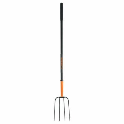 Bieldo para paja, 4 dientes, mgo largo de acero 48"