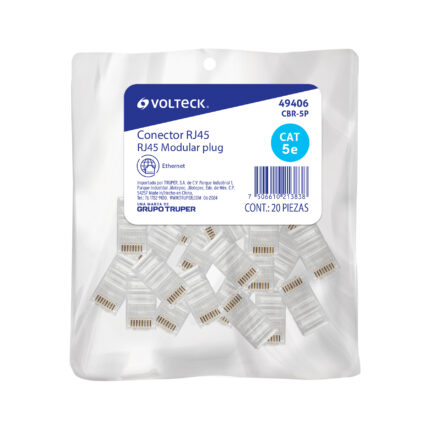 Plug RJ45 CAT5E, Bolsa con 20 piezas