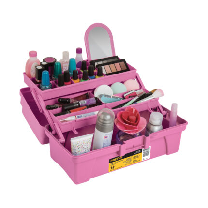 Caja cosmetiquera 14", rosa/morado, Pretul