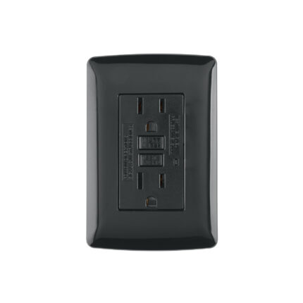 Contacto duplex falla a tierra GFCI, negro, línea Italiana