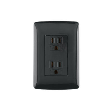 Contacto dúplex aterrizado, color negro, línea Italiana