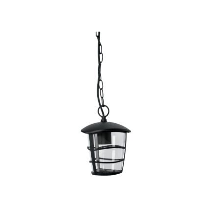 Arbotante tipo farol moderno colgante para exteriores, negro