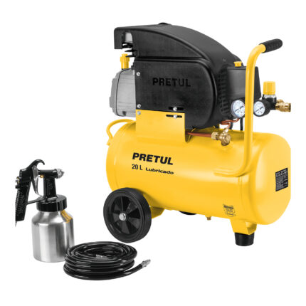 Kit Compresor de aire 20L 2½HP, manguera y pistola, Pretul