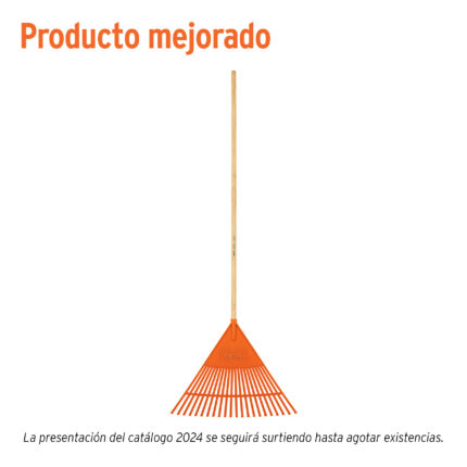 Escoba plástica flexible para jardín, 22 dientes, mango 48"