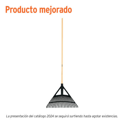 Escoba plástica flex. p/jardín, 22 dientes, mango 48",Pretul