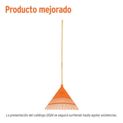 Escoba plástica rígida para jardín, 22 dientes, mango 48"