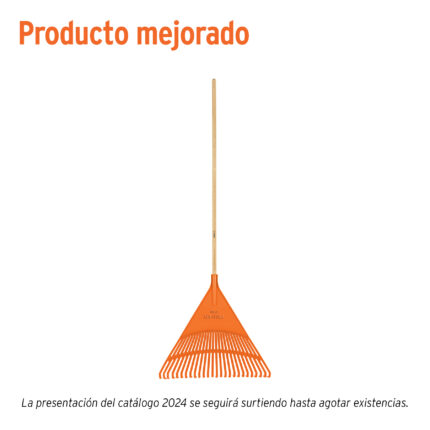 Escoba plástica rígida para jardín, 26 dientes, mango 48"