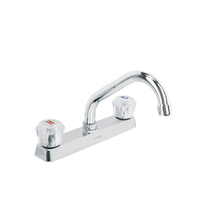 Mezcladora 8" p/fregadero, cuello corto, manerales acrílico