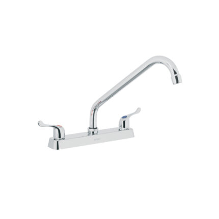 Mezcladora 8" p/fregadero, cuello largo, manerales palanca