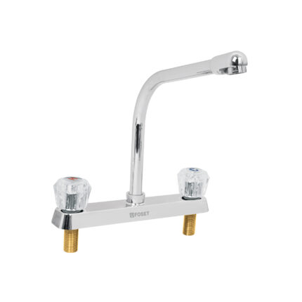 Mezcladora 8" p/fregadero, cuello cobra, manerales acrílico