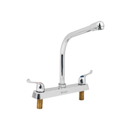 Mezcladora 8" p/fregadero, cuello cobra, manerales palanca