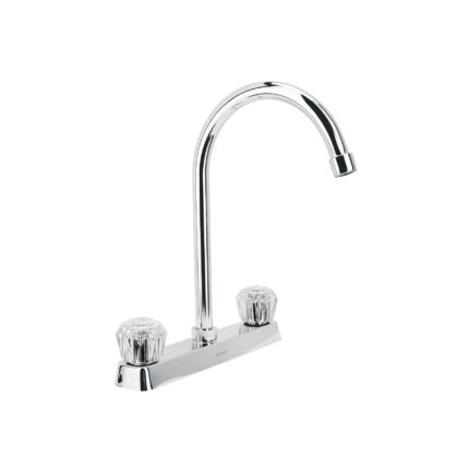 Mezcladora 8" p/fregadero, cuello curvo, manerales acrílico