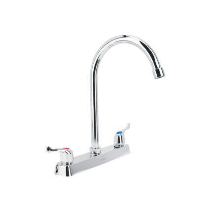 Mezcladora 8" p/fregadero, cuello curvo, manerales palanca