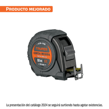 Flexómetro contra impactos 10 m, Cinta Negra 32 mm, Truper