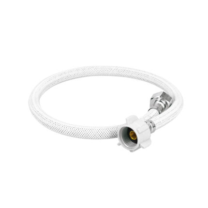 Manguera p/WC vinilo blanco 1/2"x7/8", 60cm, plástico/latón