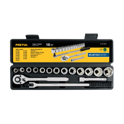 Juego de 16 herramientas 1/2" mm para mecánico, Pretul