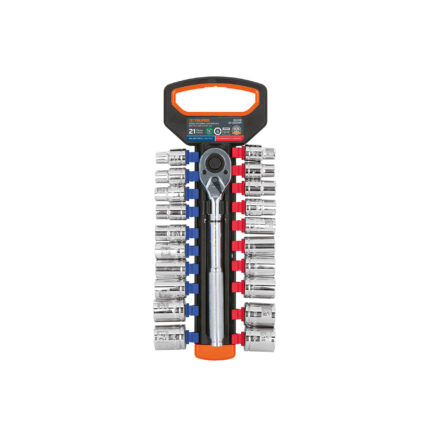 Juego de dados mm y std con matraca, cuadro 1/2", Truper