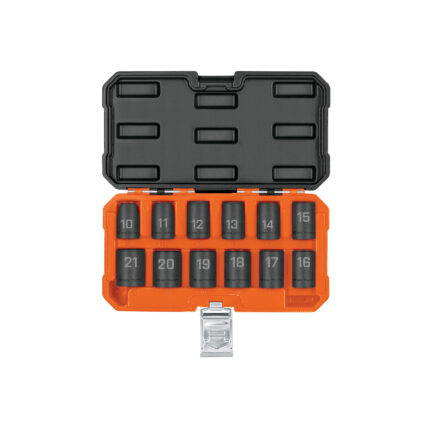 Juego de 12 dados de impacto cuadro 1/2', 6 puntas mm