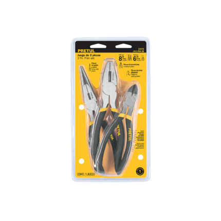 Juego de 3 pinzas, 2 de 6" y 1 de 8", mangos de PVC, Pretul