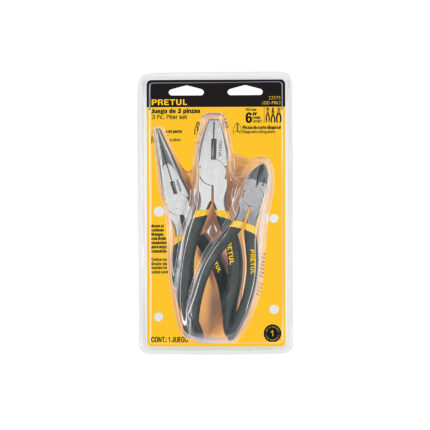 Juego de 3 pinzas de 6" mango de vinil, Pretul