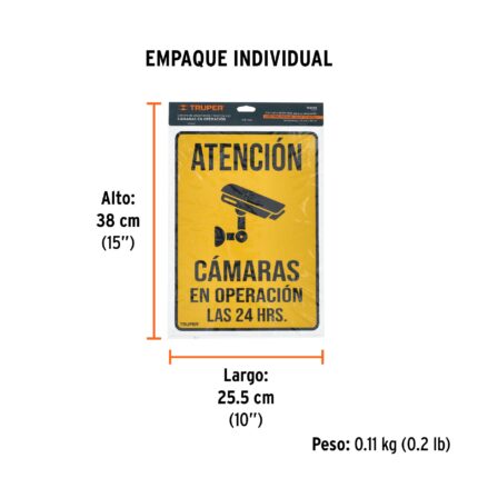Letrero de señalización "CÁMARAS EN OPERACIÓN", 25 x 34 cm