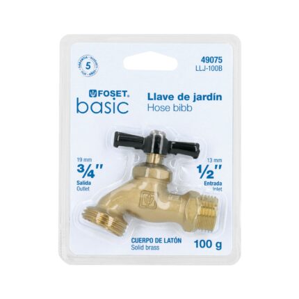 Llave para manguera, latón, 100 gr, 1/2",blister,Foset Basic