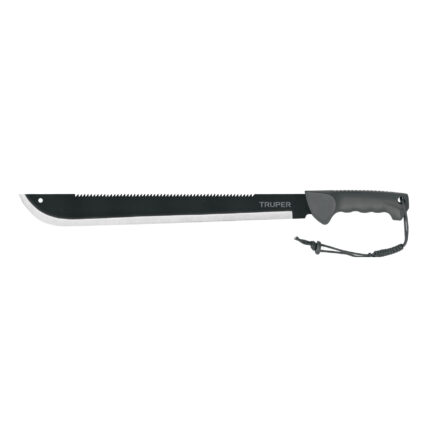 Machete doble filo 18", cacha inyectada, con funda, TRUPER
