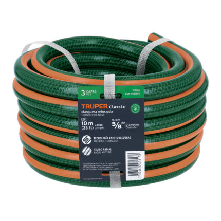 Manguera de jardín 5/8", 3 capas, 10m, sin conexiones TRUPER