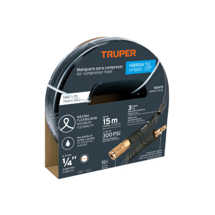 Manguera para compresor, híbrida, 15m x 1/4", Truper