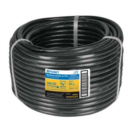 Manguera para gas, PVC negra, 3/8"x50 m, s/conexión, Foset
