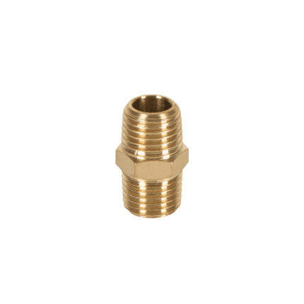 Niple macho-macho de latón, cuerda 1/4" NPT, Truper